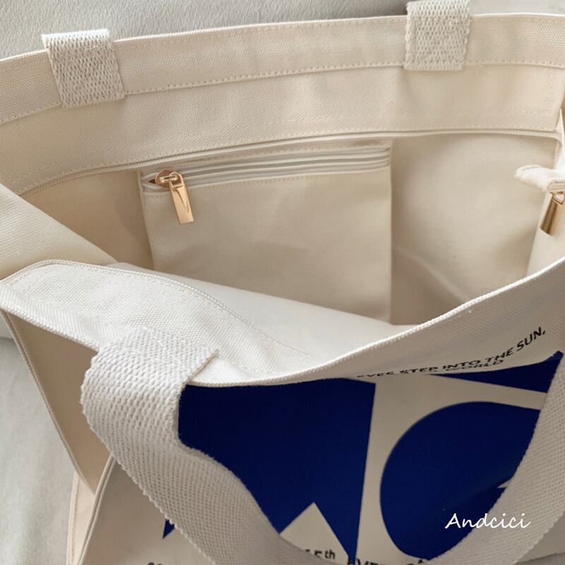 [Andcici series] ★Bag★ 5color tote bag canvas large capacity date commuting to school alphabet