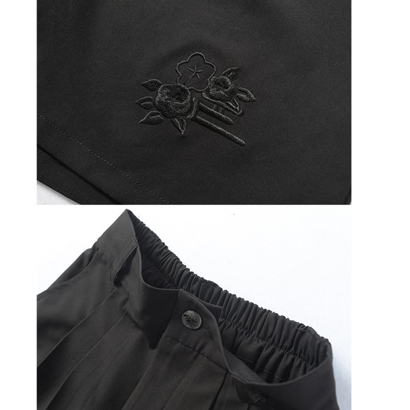 [Kokaisha --- Marquetry Series] ★Shorts★ Shorts Bottoms Embroidery Black Black Slimming Easy to match