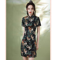 Load image into Gallery viewer, [YUEQIAO Series]★Cheongsam dress★Short length velvet Chinese style dress print retro
