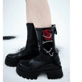 Load image into Gallery viewer, [chicsky---Kurono Series]★Shoes★Boots 35 36 37 38 39 Shoes Rose Chain Black Black Cute
