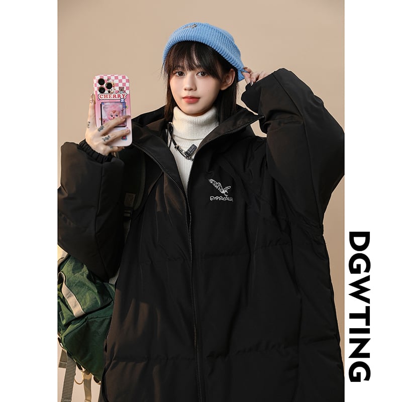 [Suikoishi Series] ★Winter Coat★ Cotton Coat Outerwear 2color Unisex Men's Simple Casual Black Beige