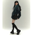 Load image into Gallery viewer, [LadyGhost Series] ★Outer★ Jacket Short Length Stadium Jumper Retro Green Green Easy to match
