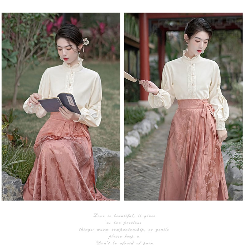 [Az Suna series] ★China style shirt★ Embroidery tops Stand neck Improves temperament Cute SML Date