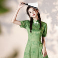 Load image into Gallery viewer, [YUEQIAO series]★Cheongsam dress★ 2color short length Chinese style dress Beige Green
