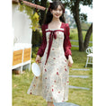 Load image into Gallery viewer, [JIGUJIGU series] ★China style dress★ Switching ribbon, large size, improves temperament, commuting, date, red, red, floral pattern
