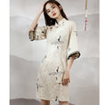 Load image into Gallery viewer, [YUEQIAO Series]★China Dress★ 2color Short Length Chinese Style Dress Crane Lace Chinese Clothes Black Black
