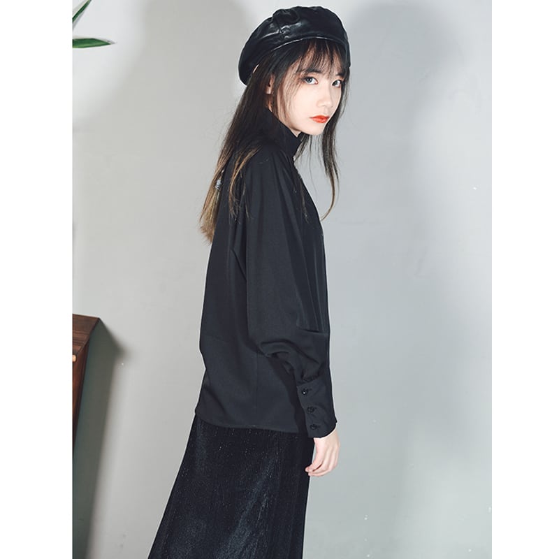 [Kokaisha Series] ★Chinese-style shirt★ Tops 2 colors Original Embroidery Stand-up collar White Black