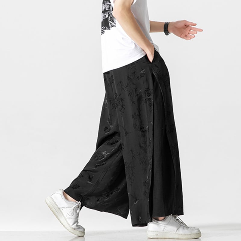 [JUNYI Series] ★Chinese-style pants★ 2 colors Gaucho pants, unisex, men's, black, white, large size