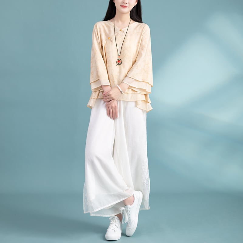 [Qing Series]★Chinese style tops★ 3color Chinese style shirt, Chinese clothes, summer clothes, cool V-neck, casual