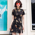 Load image into Gallery viewer, [YIJIA Series] ★Cheongsam dress★ Mini length dress improved version retro sexy black black large size
