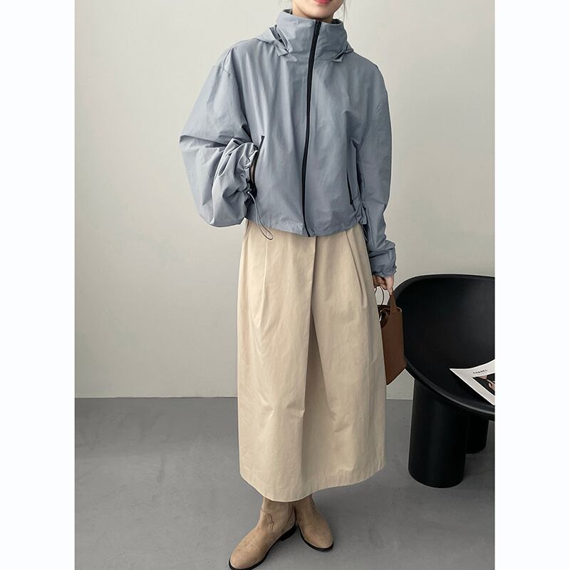 [Tenkawa Series] ★Outer★ 2color Jacket Short Length Simple Easy to Match Blue Coffee Color