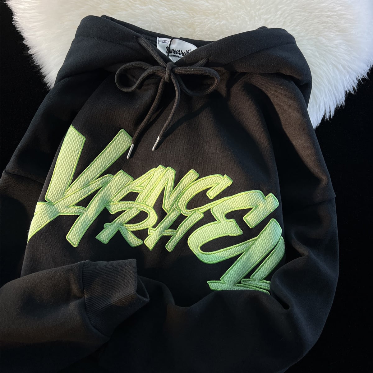 [Roba Series] ★Fleece-lined hoodie★ 2color tops unisex men's fashionable black green black green