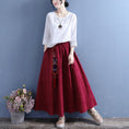 Load image into Gallery viewer, [Qing series]★China style skirt★ 3color Green or red or black Bottoms Embroidered Cotton Linen Casual Green Black Red
