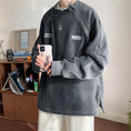 Load image into Gallery viewer, [Leonbinno Series] ★Tops★ 2color Embroidery Corduroy Unisex Men's Gray Black Round Neck
