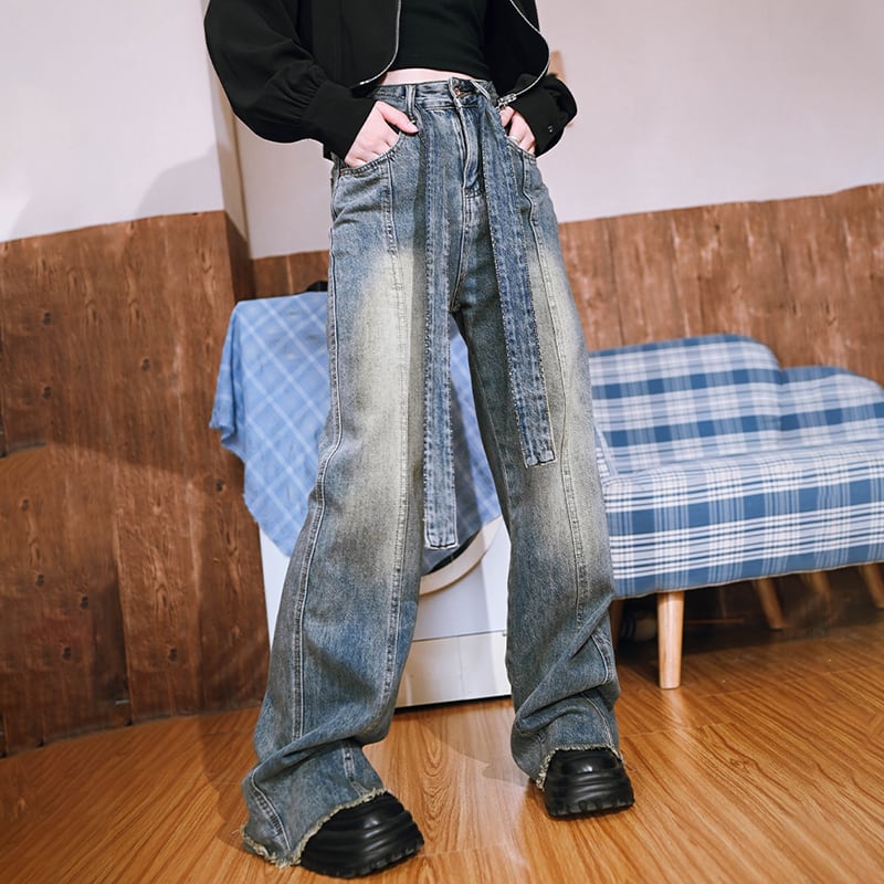 [Old Monsters---Peninsula Secret Words Series]★Denim pants★Bottoms Pants Easy to match Original with design