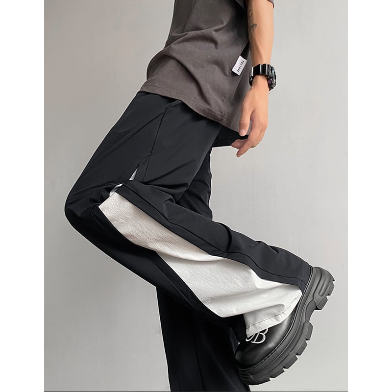 [KADISHOU Series] ★Casual Pants★ 2color Trousers Bottoms Faux Layered Unisex Men's Black Brown