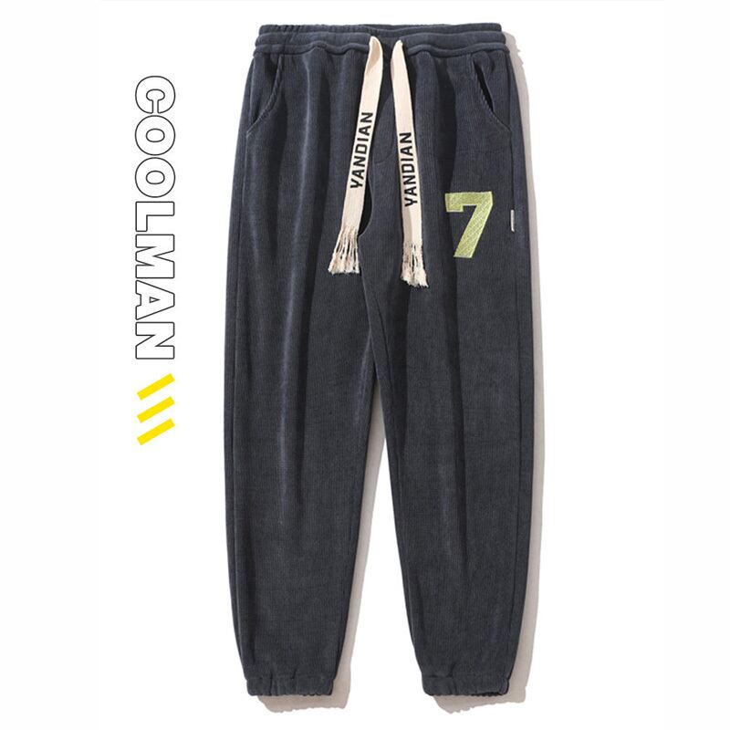 [PAONAN Series]★Pants★ Brushed lining available 2color casual pants, large size, unisex, men's, black, gray