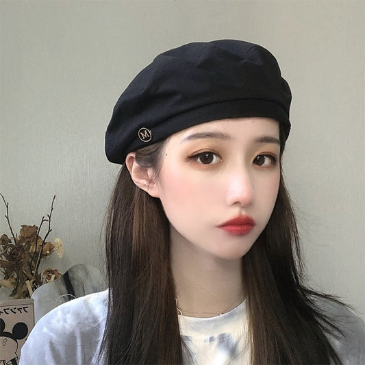 [Hotou-no-ya Series] ★Hat★ Beret 4 Colors Ladies Fashionable Simple Cute Black Beige Blue Light Brown