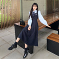 Load image into Gallery viewer, [Dong Xiaojie Series] ★One Piece★ 2color Ladies Fake Layered Navy Coffee Color Cute
