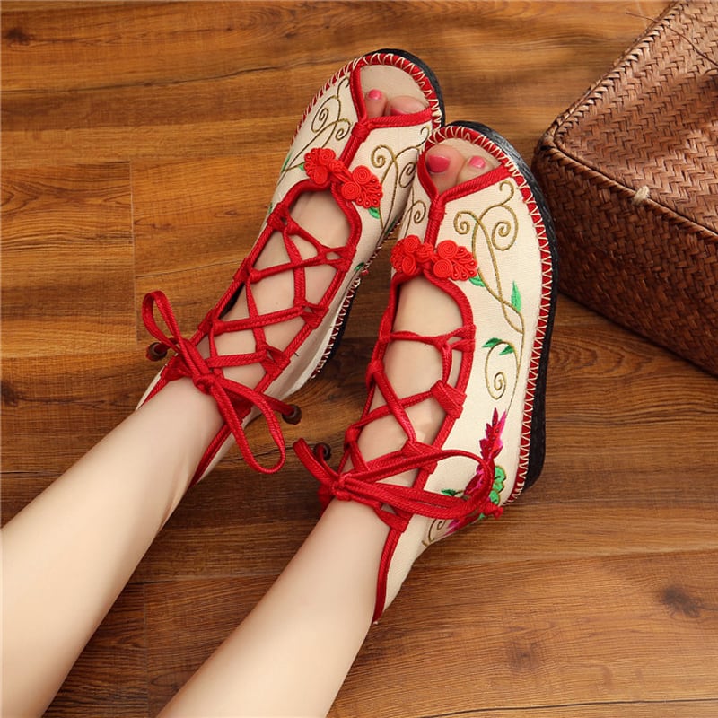 [Kamei Series]★China Shoes★ 2color Blue or Red Dyed Series Sandals Open Toe Shoes Size 35-40