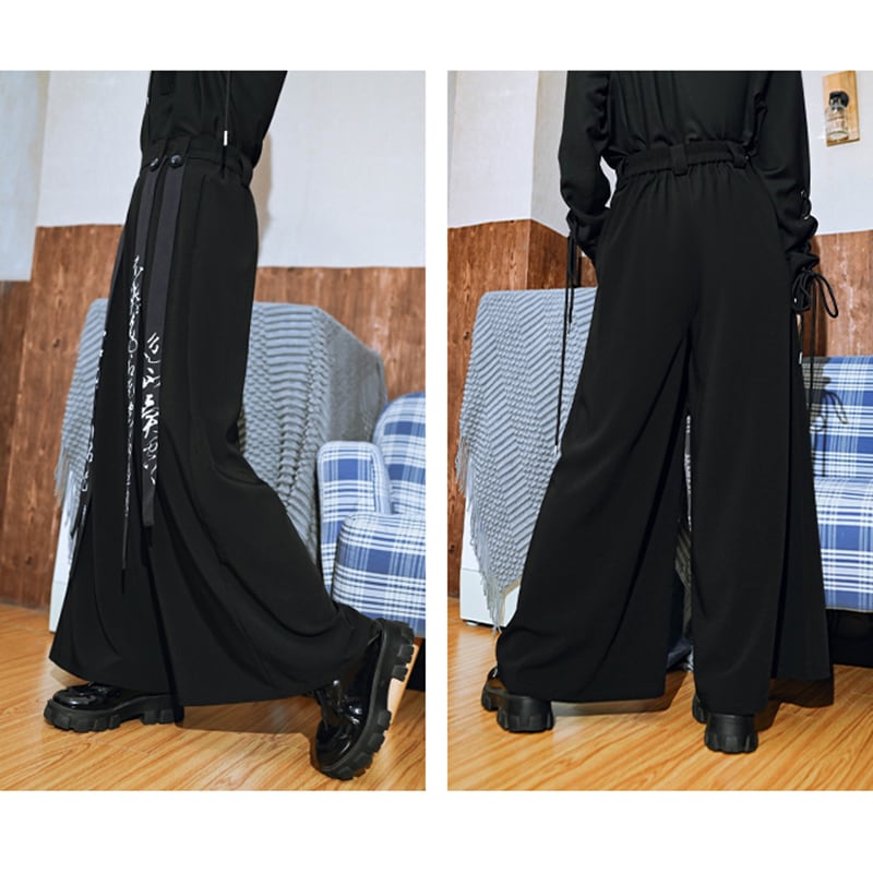 [Old Monster --- Preface Series] ★China style trousers★ Lasha thick winter bottoms gaucho pants lettering pattern