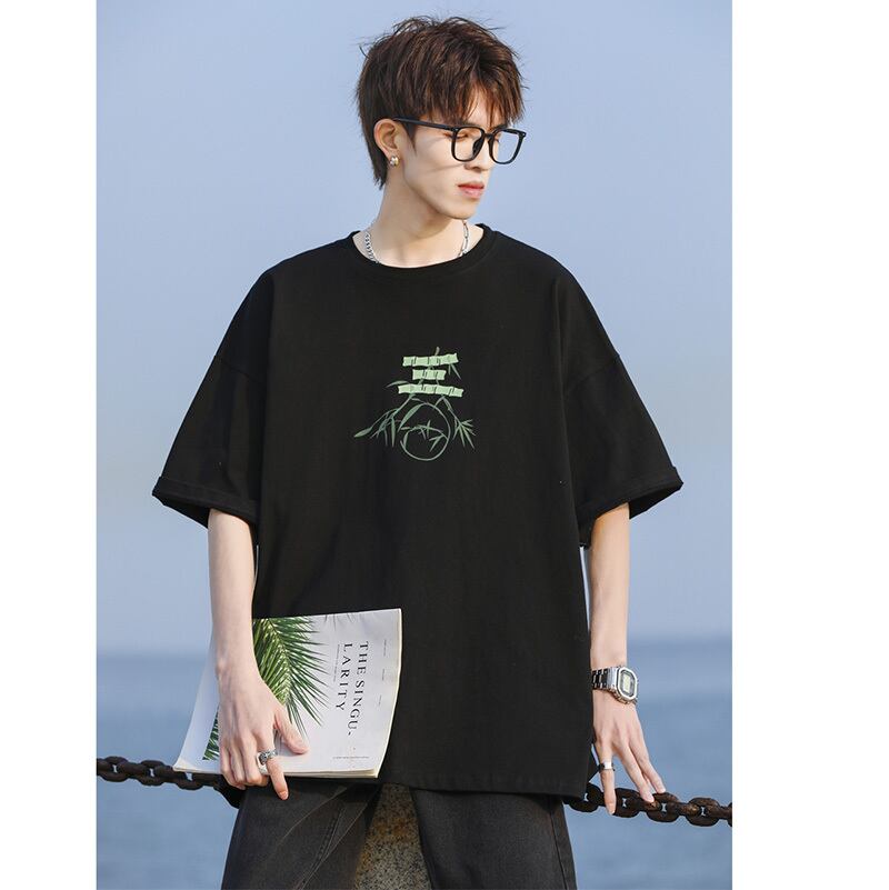 [MANYSTON Series]★T-shirt★ Tops 3color Unisex Men's Short Sleeve White Black Green