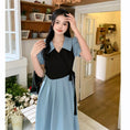 Load image into Gallery viewer, [JIGUJIGU Series] ★One Piece★ Short Sleeve Dress Switching Fake Layered Large Size Blue Blue
