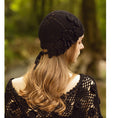 Load image into Gallery viewer, [Flower Series]★Hat★ 4color Cap Knitting Ladies Fashion Beige Light Brown White Black
