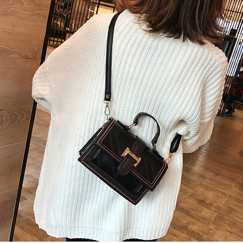 [2060 Series] ★Shoulder Bag★ 4color Brown or Blue or Black or Red Retro Commuting OL Office Date