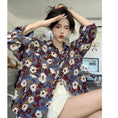 Load image into Gallery viewer, [YOUZI Series] ★Floral Pattern Shirt★ Tops Oil Painting Style Long Sleeve Shirt Loose Retro Commuting Date Cute Blue Blue
