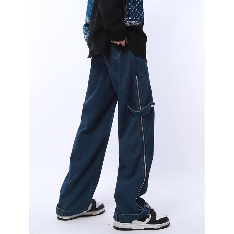 [MGJM Series] ★Denim Pants★ Bottoms Pants Unisex Men's Retro Easy to Match Blue Blue