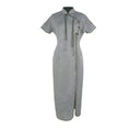 Load image into Gallery viewer, [Da Qinglong Shu Series] ★China style dress★ Improved cheongsam dress Color scheme Improves temperament Long length Silver gray
