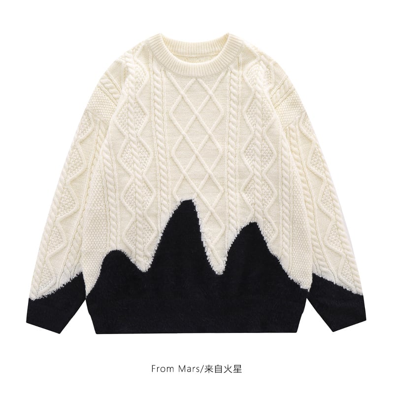 [From Mars Series]★Sweater★ Tops 2color Unisex Men's Black Beige Color scheme ML XL 2XL