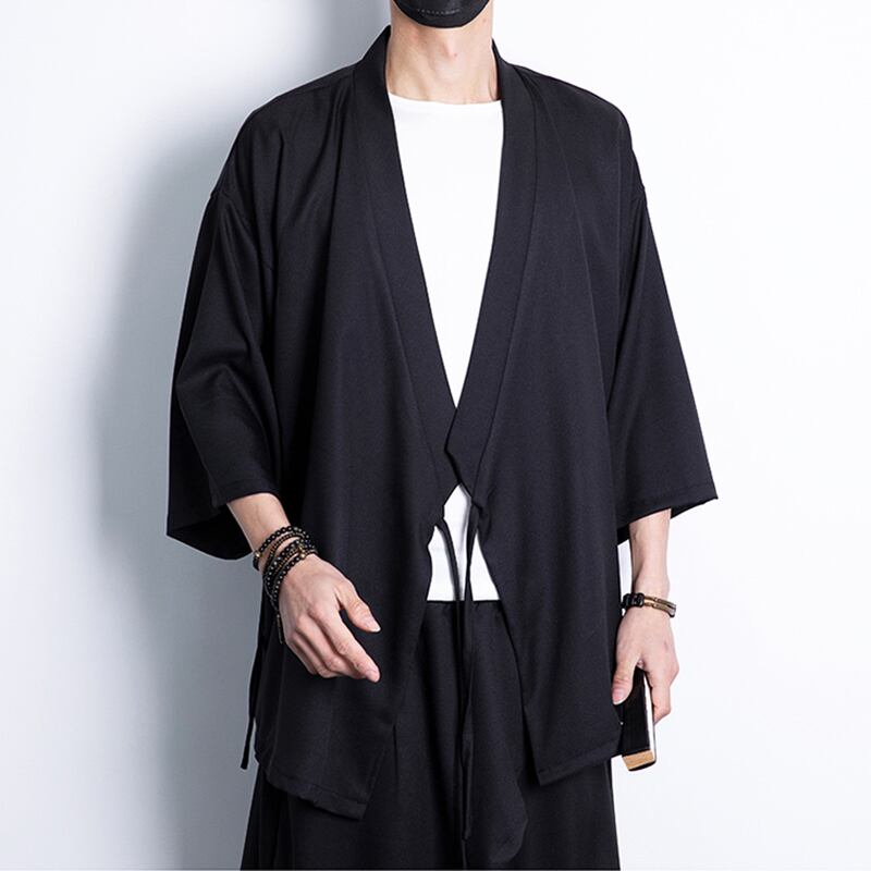 [MUFENG Series] ★Happi coat★ 2color Plain Chinese Style Unisex Men's Large Size Black White