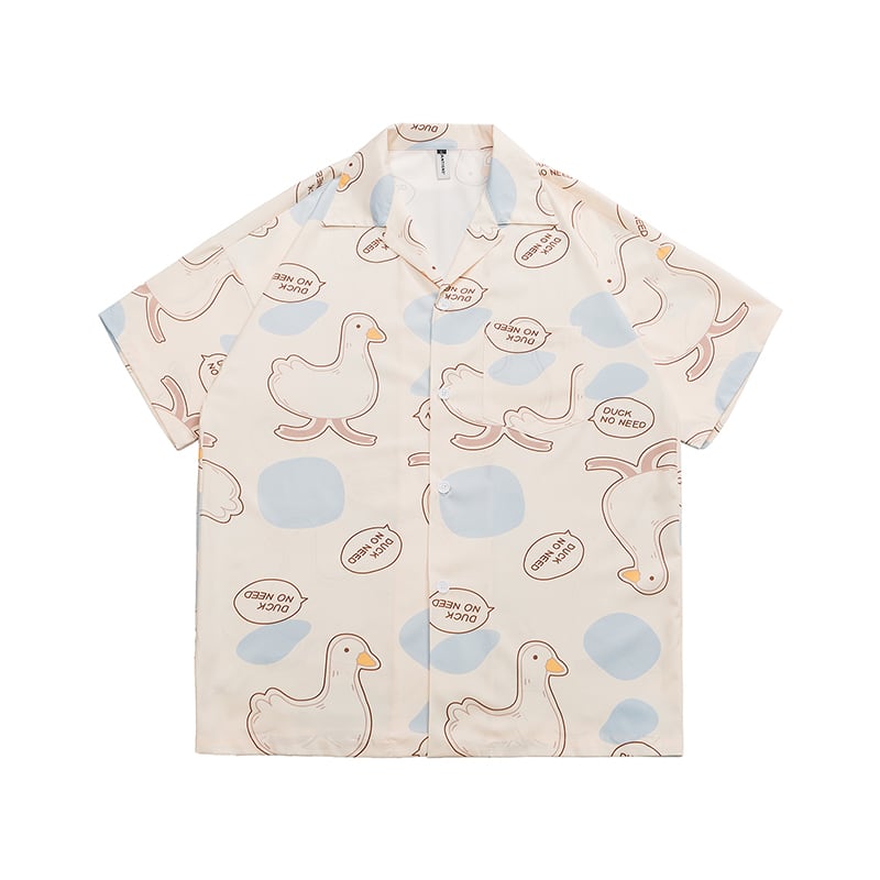 [HTTAOSUP Series]★Shirt★ Tops, short sleeve shirt, animal pattern, unisex, men and women, easy to match, cute duck