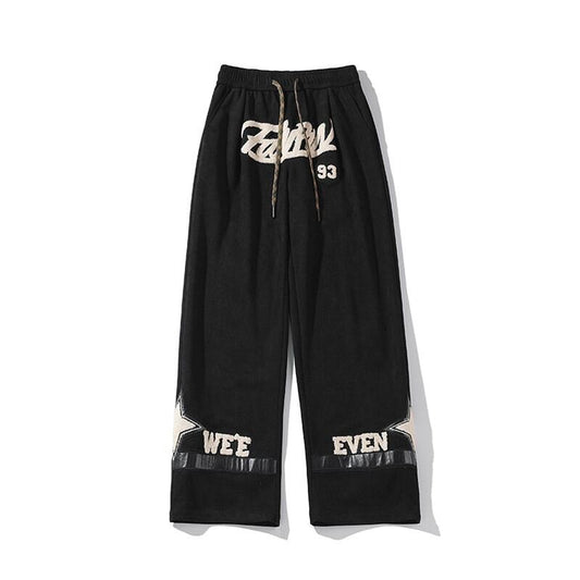 [BIGEMAN Series]★Pants★ 2color Casual Pants Bottoms Unisex Men's Large Size Alphabet Black Khaki Blue