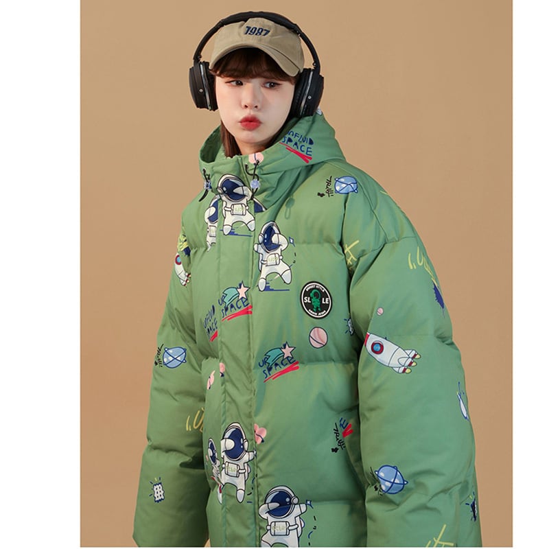 [Suikoishi Series] ★Winter Coat★ Cotton Coat Outerwear 5color Unisex Men's Cartoon Black Blue Green