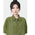 Load image into Gallery viewer, [WEIWU Series]★Shirt★ Tops Designed Women's Short Sleeve Fashion SML Green Green
