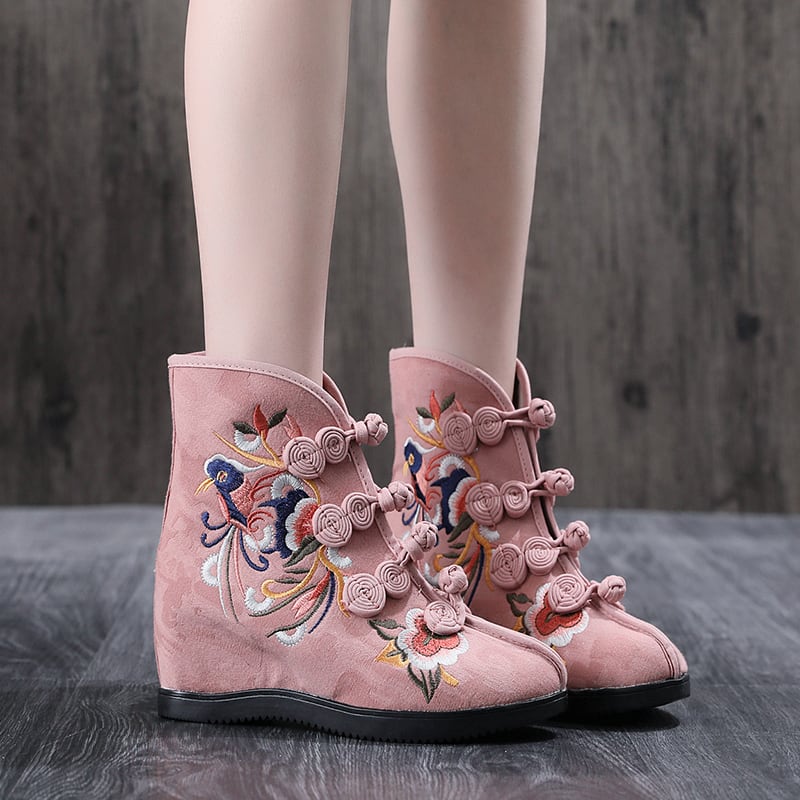 Women's Boots Tang Suit Hanfu Shoes Chinese Shoes 4 Colors Selection Size 34-41 Heel 5cm Black Red Beige Pink