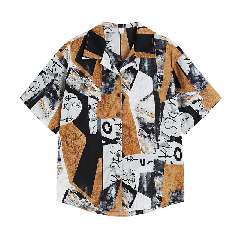 [XDJ FUSHI Series]★Shirt★ Unique Retro Tops Short Sleeve Shirt Unisex Men's Thin Cool