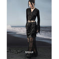 Load image into Gallery viewer, [Daiseiryusu Series] ★China style skirt★ Bottoms velvet lace switching original black black sexy
