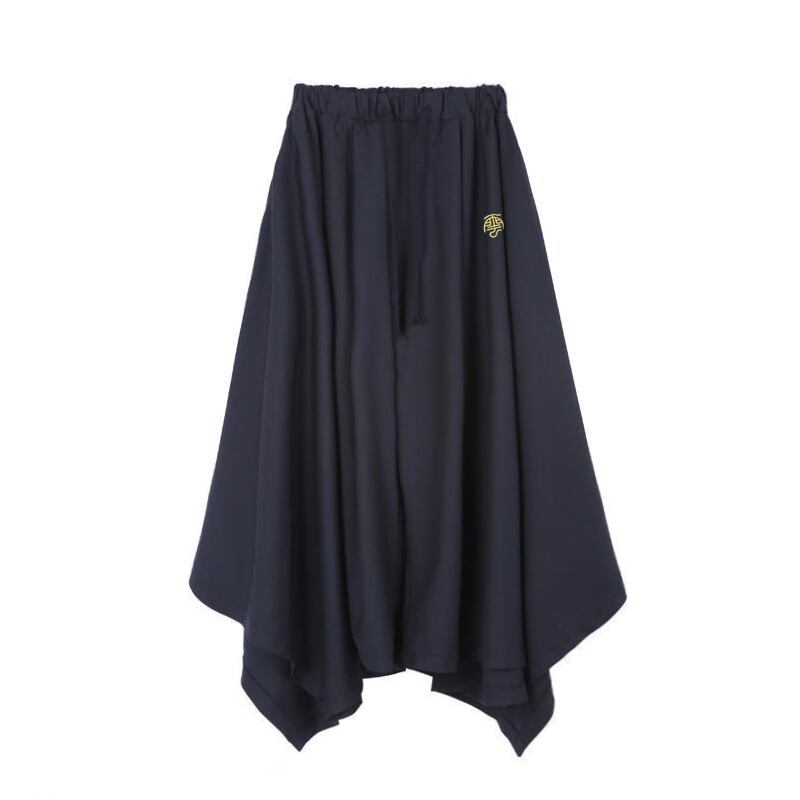 [Small Trouble Series]★China Style Pants★ Gaucho Pants Bottoms Unisex Men's Large Size Plain Black Retro