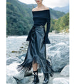 Load image into Gallery viewer, [Big Blue Dragon Series]★China style skirt★Bottoms PU skirt fringe retro original cool
