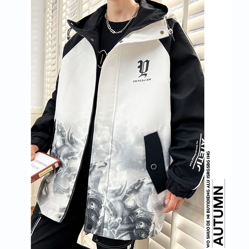 [WAISAN Series]★Jacket★ 3color outerwear unisex men's color scheme fashionable black green coffee color