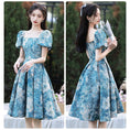 Load image into Gallery viewer, [MILA Series] ★Party Dress★ One Piece Oil Painting Style Coming of Age Ceremony Photography Wedding Blue Blue 7 Sizes
