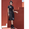 Load image into Gallery viewer, [Qingtang --- Skeleton Butterfly Series] ★Cheongsam dress★ Chinese style dress embroidery short sleeve slimming Chinese clothes butterfly
