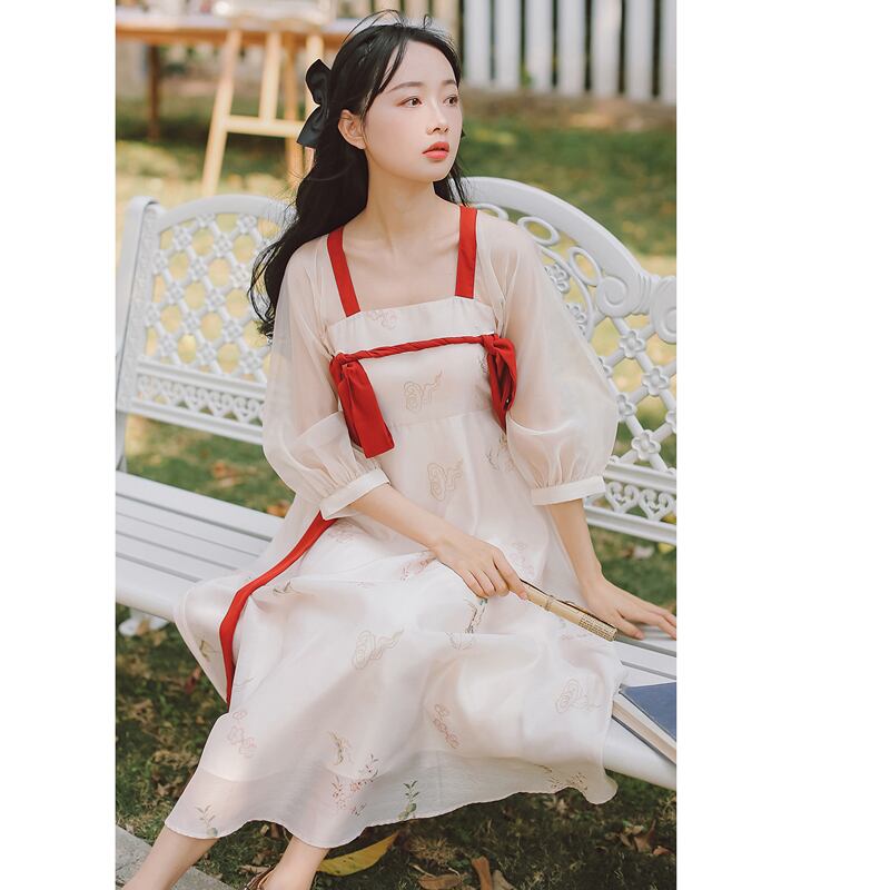 [Shojunsho Series]★Hanfu Dress★ Chinese Clothes Chiffon Retro Old Fashioned Sexy Old Fashioned Cute Slimming Date