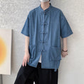 Load image into Gallery viewer, [YISHUO Series]★Chinese style shirt★ 2color Unisex Men's Large Size Denim Shirt Chinese Clothes Blue
