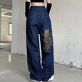 Load image into Gallery viewer, [Miyakoya Series]★Denim Pants★ Trousers Bottoms Dragon, Golden Dragon, Silver Dragon Embroidered Gaucho Pants Gaucho
