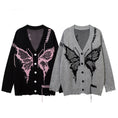 Load image into Gallery viewer, [KKYESIOU Series]★Sweater★ 2color Cardigan Tops Unisex Men's Butterfly Black Gray
